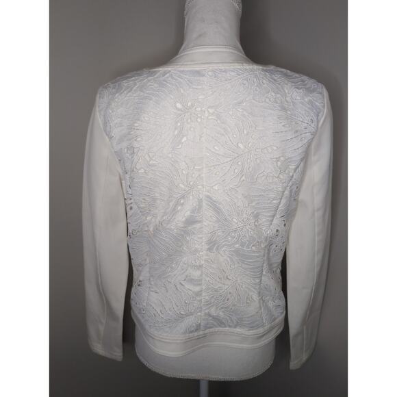 White House Black Market lace denim feminine zip up jacket - Picture 6 of 9